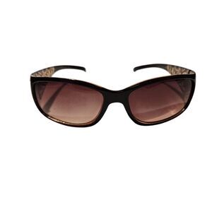 Elegant Black and Gold Floral Sunglasses with Rhinestones